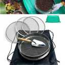 Soil Sifter for Gardening, 12 Inch Stainless Steel Soil Sifter with 4 Replaceable Fine Screens and Shovel, Sieve for Sand Rocks Dirt Compost