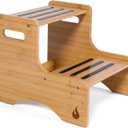 Wooden Kids Step Stool | 13" W by 12" H - 300LB Capacity | Kids Stool & Toddler Stool for Bathroom is Lightweight, Anti-Slip, Easy Assembly with Smooth Rounded Edges, Bamboo Step Stool