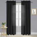 DWCN Black Sheer Curtains Semi Transparent Voile Rod Pocket Curtains for Bedroom and Living Room, 42 x 84 inches Long, Set of 2 Panels