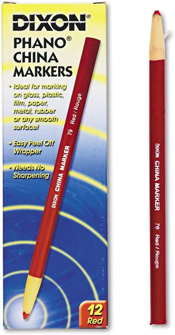Dixon 00079 China Markers, Red, 12-Pack, 7 x 2.2 x 0.8 inches