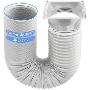 PURTEERY Portable Air Conditioner Hose Kit 5.9" Dia 59" Length Universal AC Hose with Adapter Flexible Exhaust Hose and AC Unit Tube Connector for Portable Air Conditioner Vent AA02