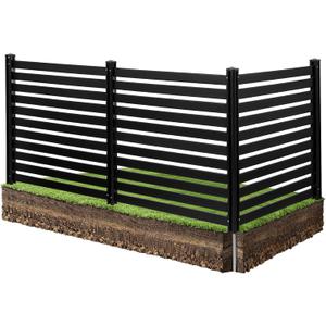 VEVOR 3 Panels Outdoor Privacy Screen, 50 x 48 in Air Conditioner Fence with 27.6 in Ground Stakes, Pool Equipment Enclosure, Vinyl Privacy Fence, Ideal for Trash Can and A/C Units, Black