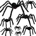 Colovis Spider Decorations, 8PCS Giant Spiders Outdoor Halloween Decorations, Realistic Large Scary Spider Props for Indoor, Home, Yard, Party Creepy Halloween Decor