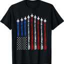 Fighter Jet Airplane USA Flag 4th Of July Patriotic Women Kids Men T-Shirt, S