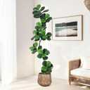 GarveeHome Fiddle Leaf Fig Artificial Tree with White Planter,7 ft Faux Plants Indoor with Moss, Fake Rubber Tall Fake Floor Plant in Pot - Artificial Trees for Home Office Living Room Decor