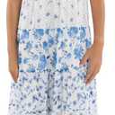 Speechless Girls' Sleeveless Chiffon Maxi Tiered Dress with Sunglasses (10, Ivory/Blue)