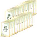 20 Pack Gold Acrylic Sign Holders 4x6 Inch, Double Sided Vertical Stand Clear Picture Frames, Table Menu Display Holders for Wedding Table Numbers, Restaurant Signs, Party and Office Photos