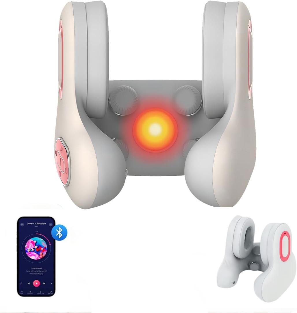Travel Pillow 3-in-1 Music Bluetooth Travel Neck Pillow for Airplane Speaker Heat & Vibration Massage Memory Foam Neck Discomfort Relief for Deep Sleep Relaxation White Noise ASMR & Travel