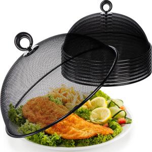 WUWEOT 8 Pack Metal Mesh Food Cover, 10.8 Inch Outdoor Picnic Plate Serving Covers, Food Tents Dome Screen Umbrella, Vegetable Plant Seed Protector for Table, BBQ, Camping, Outside Parties and Garden