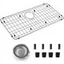 ARCCI Sink Bottom Grid 28"x 15", Stainless Steel Sink Protector with Centered Drain & Round Corner Radius, One-Piece Sink Grate with Hole Cover for Kitchen Single Sink Bowl