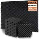24 Pack Acoustic Panels, 12x12x1.2 Inches Egg Crate Acoustic Foam Panels, Sound Proof Foam Panels Noise Reducing for Walls and Ceiling, Acoustic Wall Panels Sound Absorbing, Soundproof Wall Panels