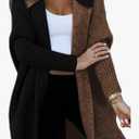 Astylish Women 2025 Fall Outfits Open Front Long Sleeve Hooded Knit Cardigan Sweaters Color Block Outwear Coats L