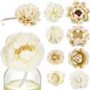 Waydress 15 Pieces Diffuser Mixed Sola Flowers Natural Material Aromatherapy Reed Wood Flowers Decorative Aromatherapy Flower Placement Refill Wood Flower Diffuser with Rope(White,Various)