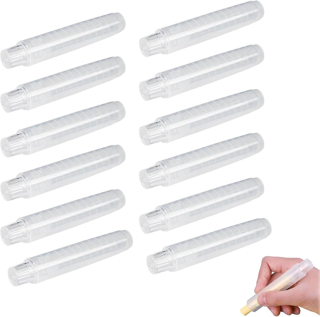 12 Pieces Chalk Holder for Teachers, Transparent Sidewalk Chalk Holder Set, Rotary and Adjustable Design, Easy To Press, Suitable for School Blackboard Painting and Writing Indoors and Outdoors