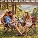 2 Pack Oversized Camping Chairs for Adults Heavy Duty | XL Padded Camp Chairs Outdoor Folding Chair with Cup Holder for Camping Sports Beach Fishing Garden Lakeside, Supports 500lbs