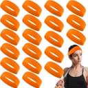 Hotop 20 Pcs Sport Stretchy Headbands for Girls Women Non Slip Soft Fabric Elastic Headband Bulk for Yoga DIY Team Gifts (Orange)