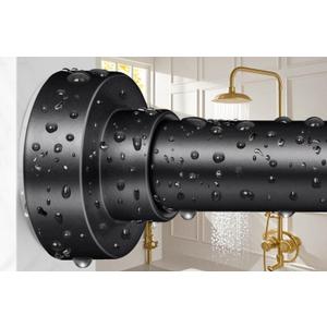 YNL Shower Curtain Rod 34-82 (2.8-6.8ft) Inches, Adjustable Spring Shower Rod No Drilling, Non-Slip, Never Rust, Stainless Steel, Suitable for Bathroom Window Living Room, Matte Black