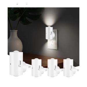 4 Pack Small LED Night Light, Dimmable Plug-in with Dusk to Dawn Auto On/Off, 5000K Daylight Adjustable Brightness (0-200 LM), 180° Rotating Head for Kitchen, Bathroom, Hallway