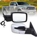 Right Passenger Side Door Mirror Compatible With 2013-2018 Ram 1500 2500 3500 With Power Folding Power Glass Heated Turn Signal Puddle Lights Chrome Replace#68096196AF(9+2Pins)