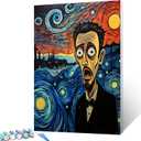 Tucocoo Graffitic Men/Boy Paint by Numbers Kits with Brushes and Acrylic Pigment Scared Person Painting for Adults, Starry Sky Arts Crafts Project Living Room Decor 16''x20''Doodle Gift (Framedless) (Artwork-28)