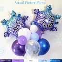Winter Wonderland Balloon Arch Kit Blue Purple White Balloons Arch Garland Snow Confetti Snowflake Balloons for Princess Birthday Party Winter Onederland Baby Shower Decorations
