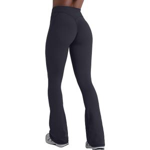 Sunzel Hidden Butt Lifting Scrunch Flare Leggings for Women with Pockets No Front Seam Tummy Control Mini Flared Yoga Pants, M