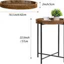DINGTAI Small Wicker Round End Table, 16.5 in Rattan End Tables with Removable Tray, Waterproof Sofa Coffee Side Table, Indoor Outdoor Side Tables for Patio, Living Room Bedroom Office, 16"d X 16"w X 22.5"h