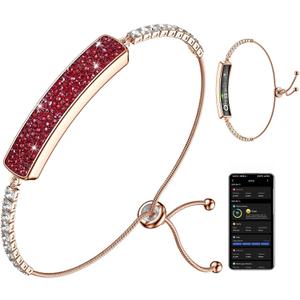 Zyee Syee Fitness Tracker with Sleep Tracking, 24/7 Activity Tracker, Step Tracker, Heart Rate, Blood Oxygen, Stress Management, 5ATM Waterproof, No Subscription Fee for iOS & Android (Rose Gold&Red)