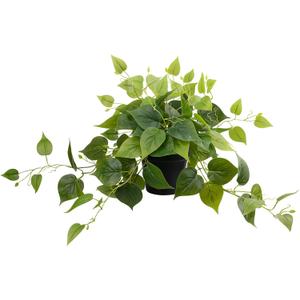 LOYWREE Fake Plants Artificial Scindapsus Aureus in Pots, Realistic Fake Greenery Potted Plants for Home Office Desk Window Sill Bathroom Bedroom Outdoor Indoor - Black Pot