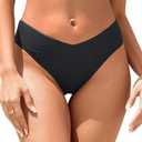 Tempt Me Women Mid Waist Bikini Bottoms - V Cut Front Swim Bottoms High Cut Cheeky Bathing Suit Bottoms Brazilian Swimsuits Size XL