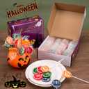 Halloween Lollipop 24 Pack, Halloween Candy Bulk, Spider, Pumpkin, and Bat Lollipops Individually Wrapped, Trick or Treat Candy, Fruit Flavors, for Party Goody Bag Fillers (EXP 04/20/25)