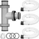 Frienda 1.5" to 1.5" T Joint Pool Hose Connector with 3 Pcs 1.5" Diameter Pump Replacement Hose 59" Long, Pool Hose Adapter and Replacement Accessories Fitting for Filter Pump(Clear White)