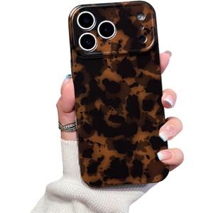 Cute Phone Case for iPhone 17 Pro Max Case Amber Pattern Leopard Full Camera Protective Slim Shockproof Cool Trendy Aesthetic-Brown Tortoise Shell