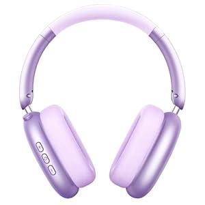 Wentronic Y01 Wireless Over Ear Headphones, Noise Canceling Bluetooth 5.3 Headphones with Microphones, Hi-Res Audio, 48H Playtime, Foldable, Breathable Soft Earpads for iOS/ Android/ Samsung/ PC-Purple
