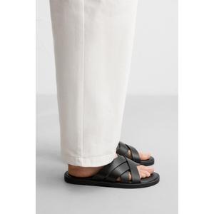 Mia Girl Leather Sandals, Black, Size 7.5