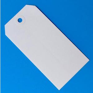 Unstrung Large White Paper Tags - 4 3/4" x 2 3/8" - Box of 100 Blank Shipping Label Tags #5 with Reinforced Hole, Hang Tags Bulk