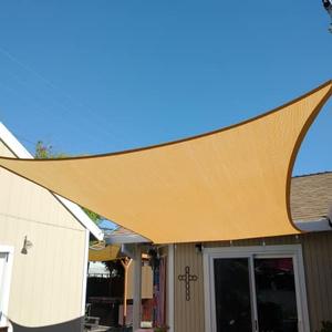 KANAGAWA Sun Shade Sail 16'x16' Sand Rectangle UV Block Canopy Awning Shelter Fabric Cloth Screen for Outdoor Patio Garden Backyard Activities