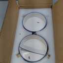 Selamica Ceramic 14 OZ Dog Bowls, Dog Food and Water Bowls with Wooden Stand, Anti-Slip Dogs Dishes Set for Cats & Small Dogs, Weighted Pet Bowls Set of 2, Vintage Blue B