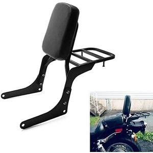 Compatible Motorcycle Sissy Bar Backrest + Luggage Rack Pad Compatible For Honda CA250 Rebel 250 CMX250 Heavt-Duty Black