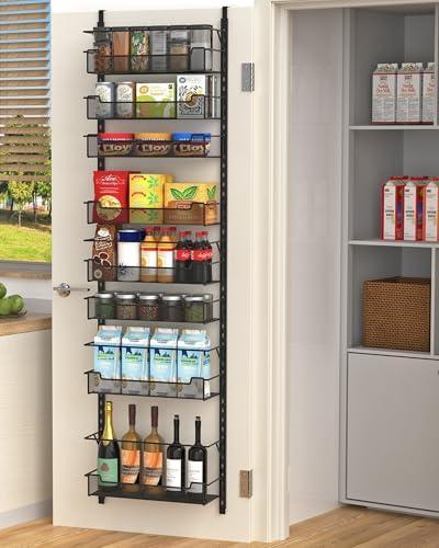 VyGrow Over the Door Pantry Organizer, 5-Tier Over the Door Organizer with Adjustable Basket, Pantry Door Organization for Pantry Kitchen Storage Room Spice Rack, Black