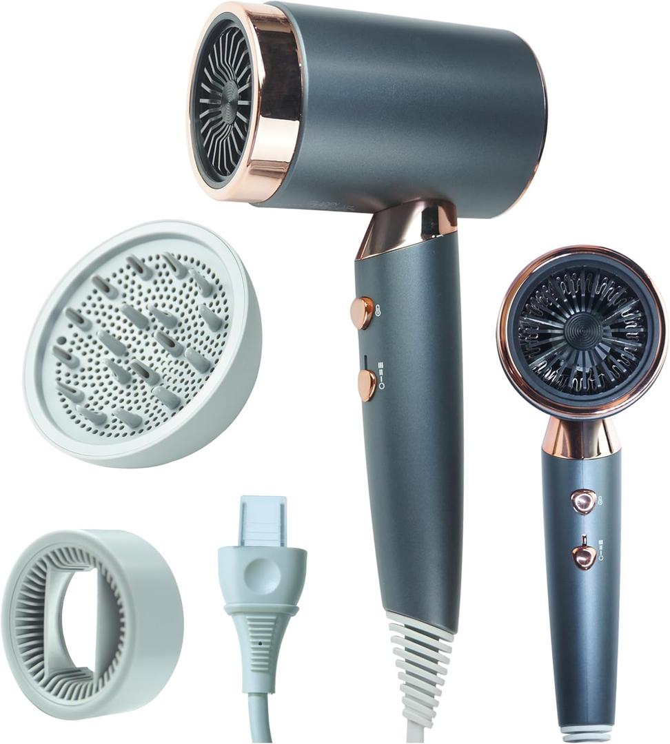 Professional Lonic Hair Dryer for Women & Men,1600W Fast Drying Blow Dry with Diffuser and Concentrator for Various Types of Hair,High Speed Quiet Hairdryer for Home Salon,Travel,Hotel