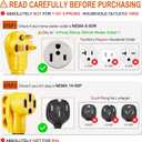 25ft NEMA 6-50P to 14-50R EV Charger Adapter Cord, STW 6AWG 50 Amp 250 Volts, 3-Prong Welder Plug to 4-Prong EV Charger Connector, for Tesla or EVSE Level 2 Charging, NOT for RV, ETL Listed