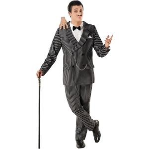 7PCS Halloween Cosplay Costume Set - 1920s Black & White Striped Style Tie, Cane, Detachable Collar & Mustache M