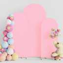 Putros Wedding Arch Cover 4FT, 5FT, 6FT Pink Spandex Fitted Round Top Chiara Backdrop Stand Covers 3 Set for Wedding Birthday Party Decoration