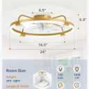 LEDIARY Ceiling Fans with Lights and Remote, 24'' Low Profile Ceiling Fan with Light, 3000-6000K Dimmable Fandelier LED Fan Light, 6 Wind Speeds, Gold Modern Flush Mount Ceiling Fan for Bedroom
