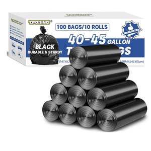 T.FORING Large 40-45 Gallon Trash Bags Heavy Duty - 1.6 Mil Thick,39''x47'' Strong Black Garbage Bags Unscented 100 Count Trash Can Liners for Construction Industrial Yard Outdoor Commercial