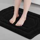 COSY HOMEER Bathroom Rugs Mat 17”x27” Absorbent Non-Slip Bath Mat Plush Shaggy Machine Washable Bath Rugs Soft Polyester Bath Mats for Bathroom Floor, Tub and Shower, Black