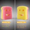 2 x 3-Pack Toast-Shaped Kitchen Dish Scrub Sponges, Temperature Controlled Colorful Non-Scratch Dual-Sided Cleaning Pads, Multipurpose Premium Cleaning Sponges for Kitchen, Bathroom & Household Use