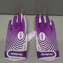 HANDLANDY Youth Football Gloves, Sticky Wide Receiver Gloves for Kids, White and Gold Stretch Fit Football Glove (White and Purple, Large)