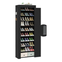 Shoe Rack with Cover, Tall Shoe Rack with Magnetic Closure Cover, 10 Tier Shoe Organizer Storage for 34-37 Pairs Shoes and Boots Large Capacity Shoe Cabinet for Closet, Entryway, Dorm, Garage